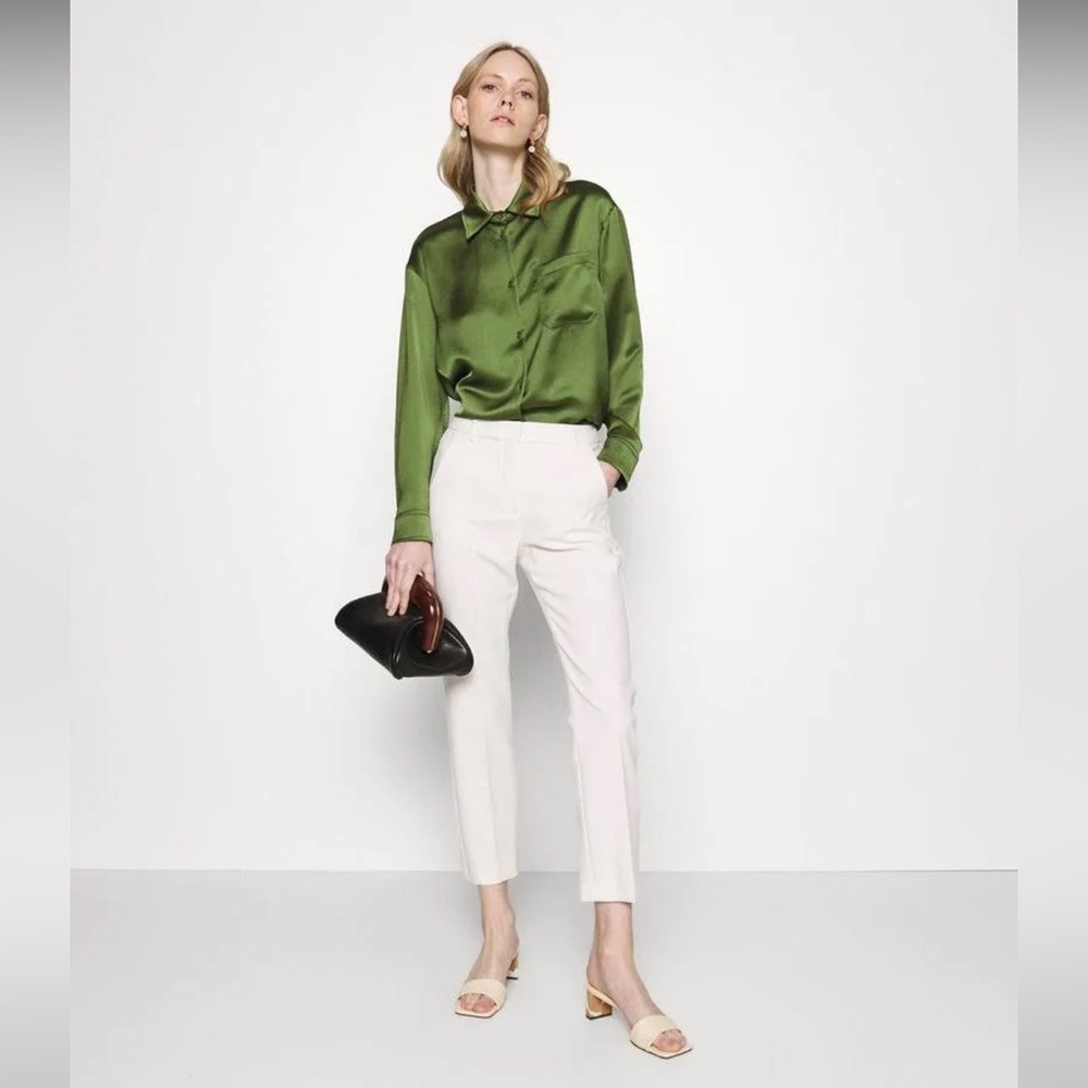 MAXMARA Pleated Front Cropped Ivory White Pants 6